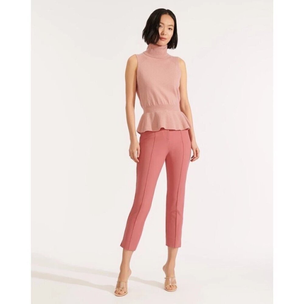 Veronica Beard Pink Straight Leg Ankle Crop Pants Size M